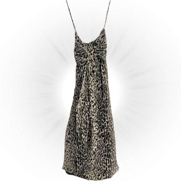 Silk Leopard Slip Dress – Bow-Tie Neckline & Spaghetti Straps vintage - Picture 7 of 7